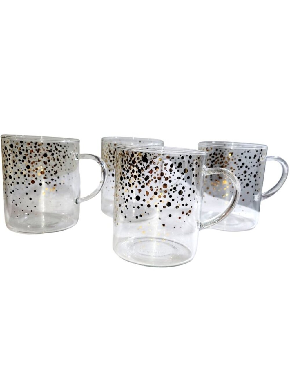 Teavana Starbucks 2015 Gold Confetti Clear Glass Coffee Tea Mug Set Of 4 - Picture 5 of 11